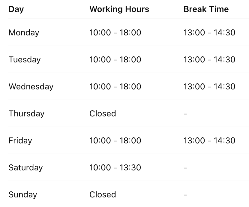 Working Hours