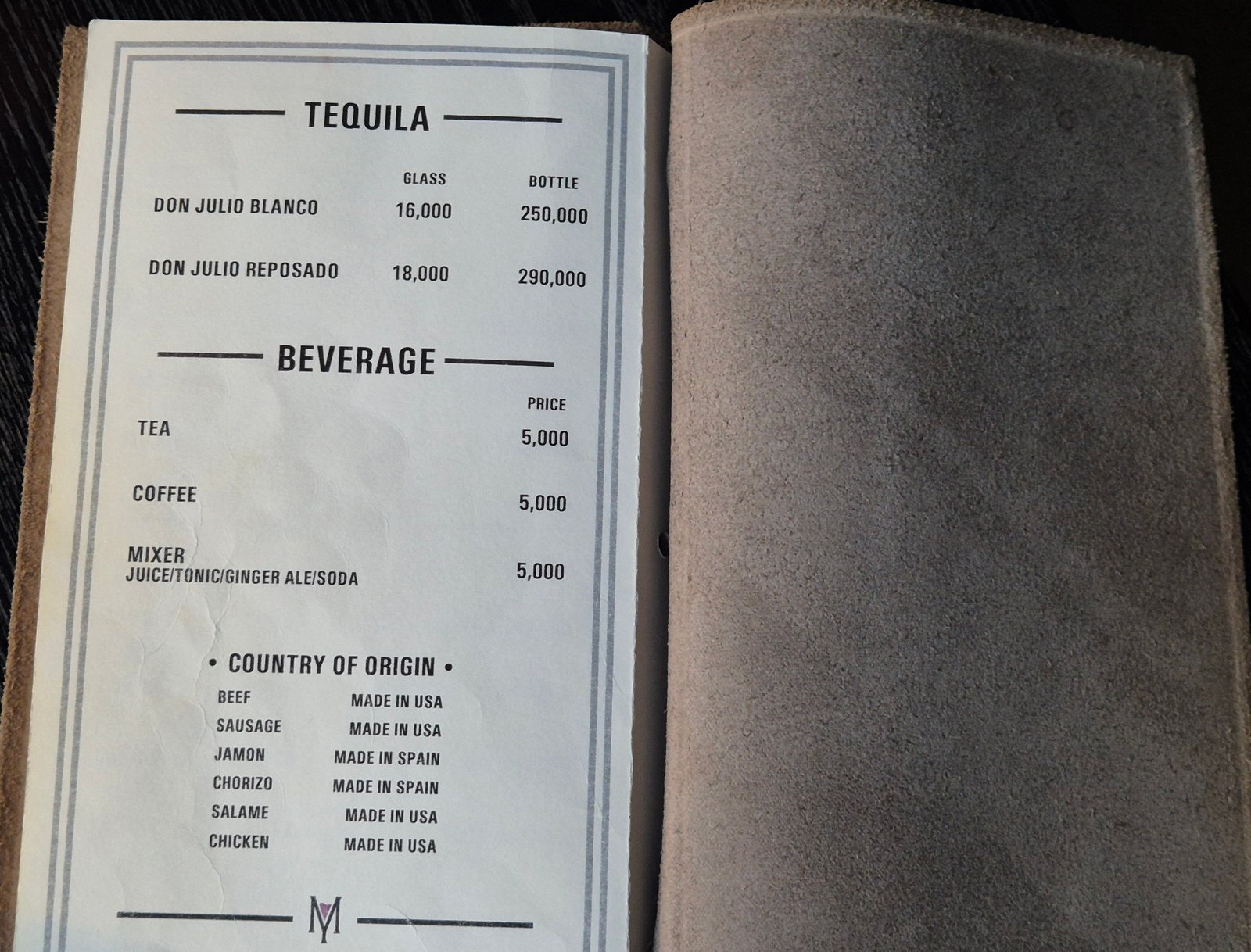 Menu board