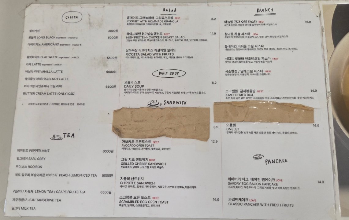 Menu board