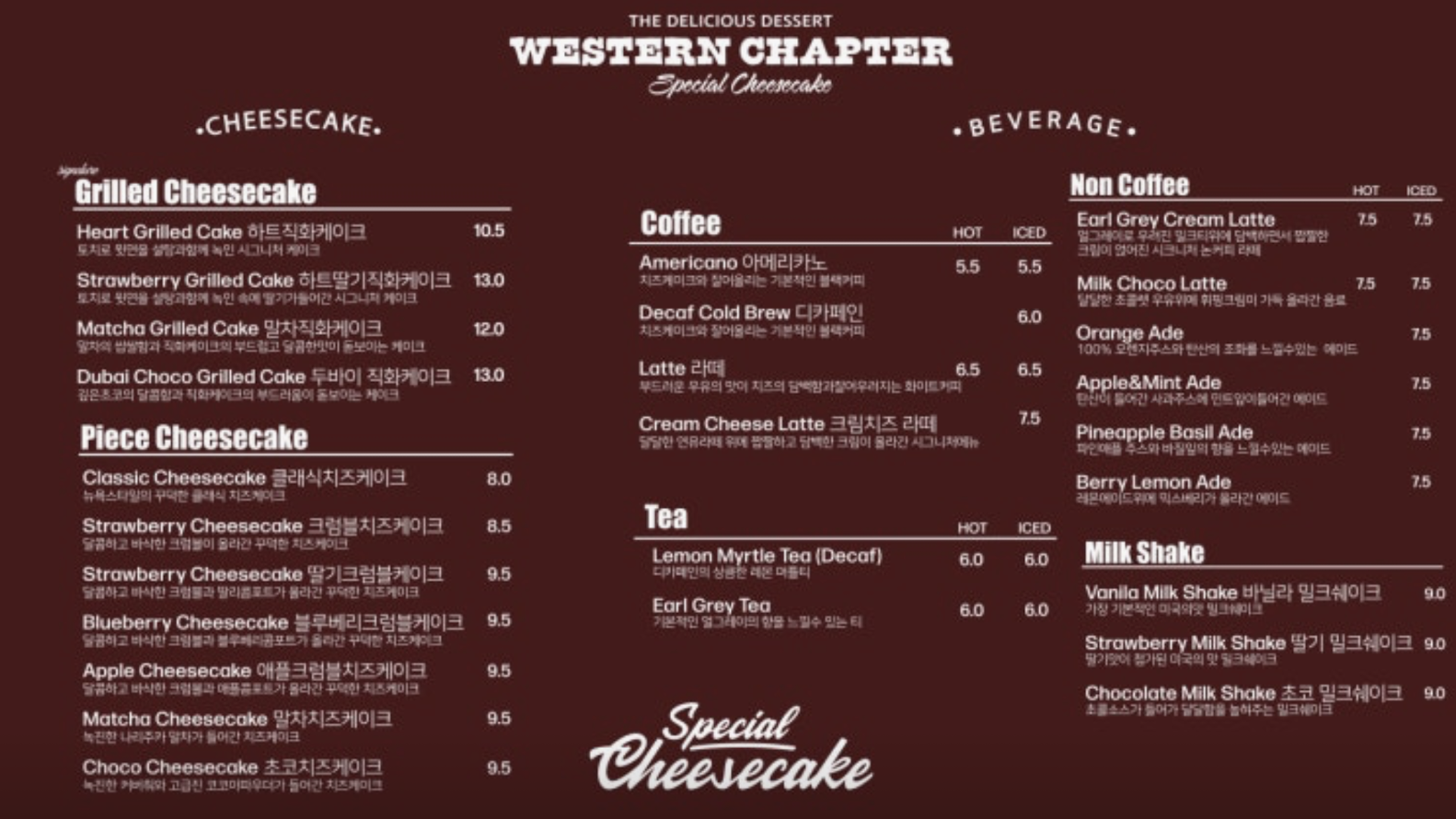 Menu board