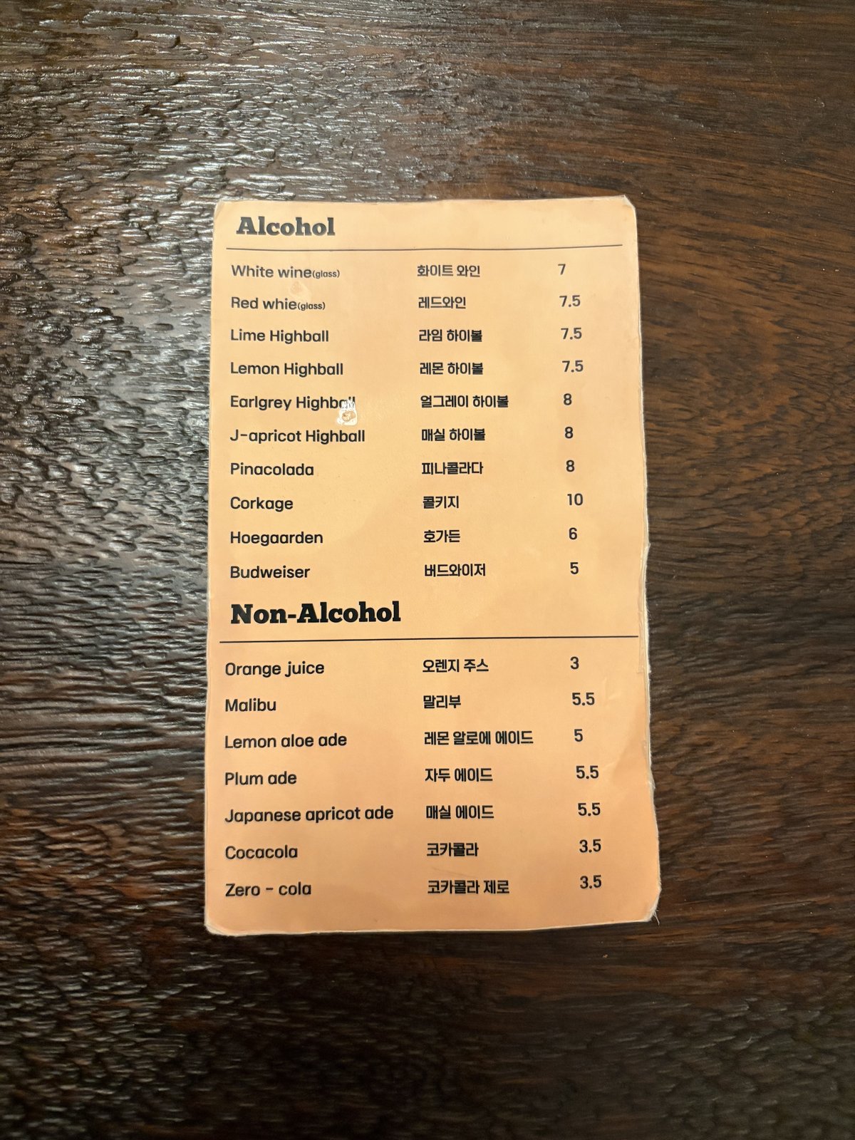 Menu board