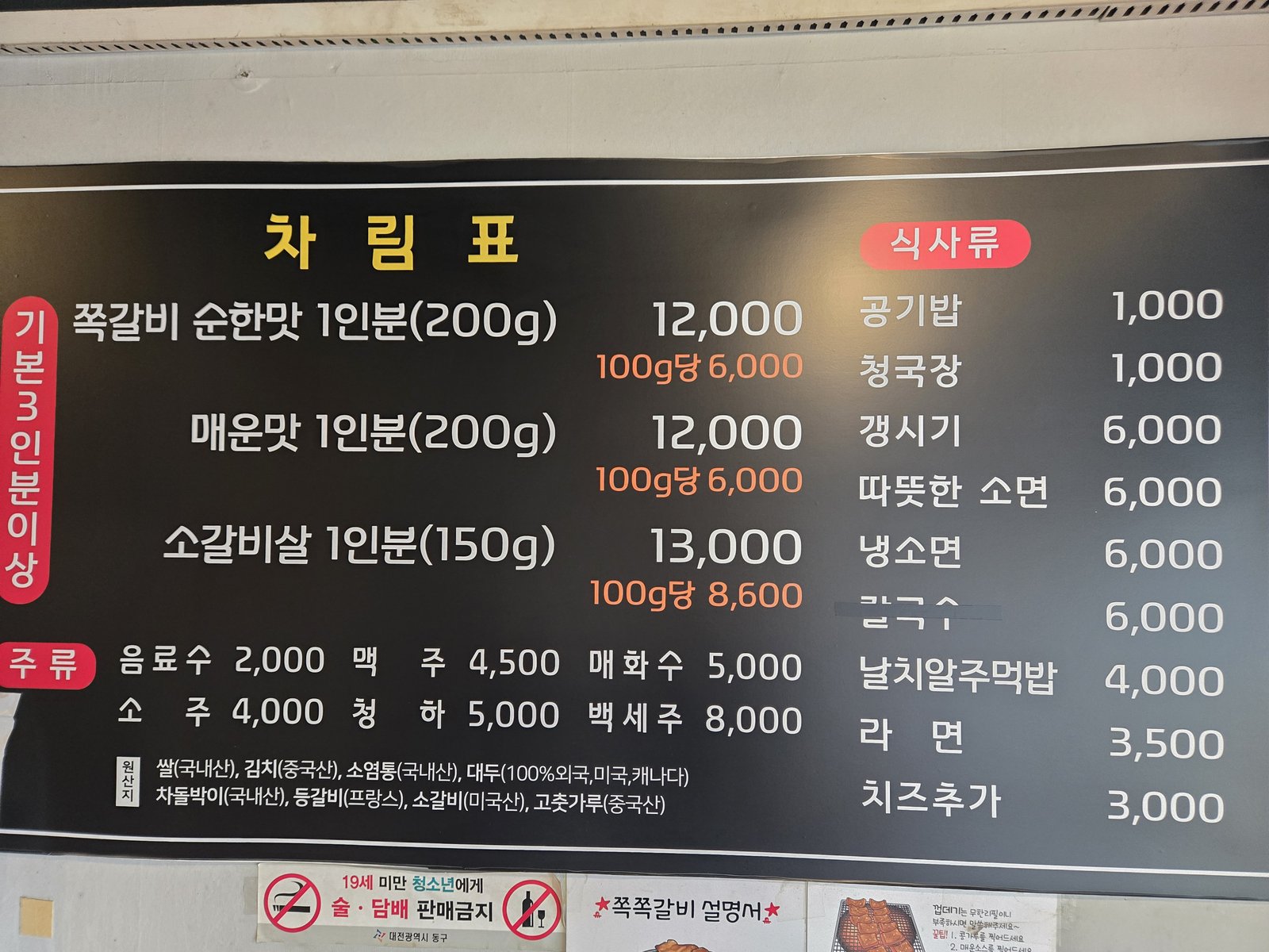Menu board