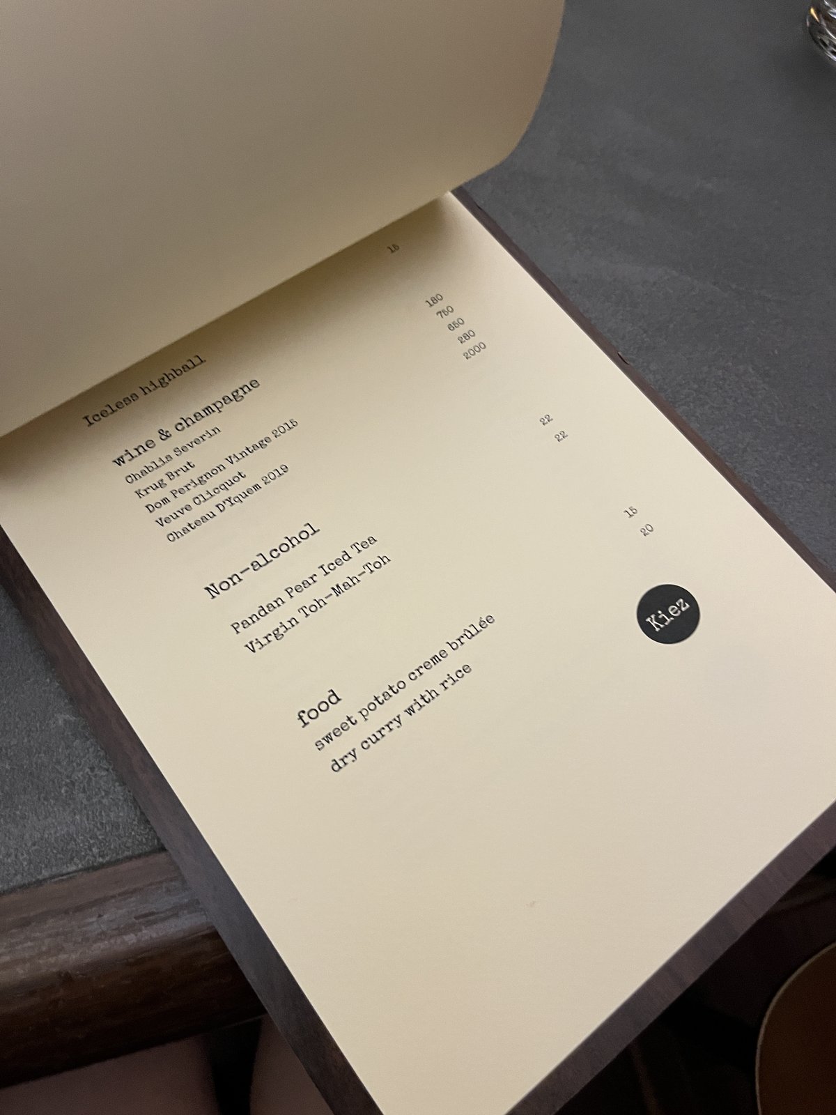 Menu board