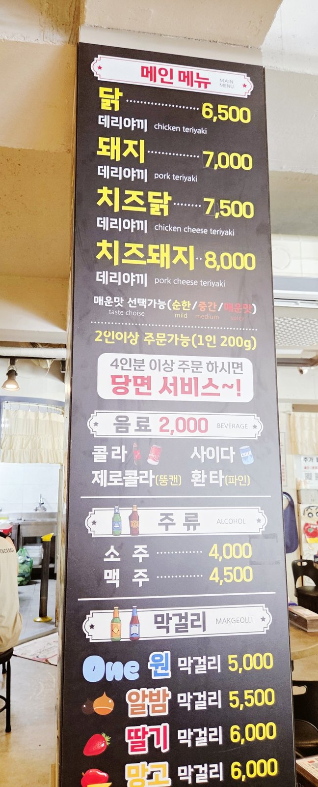 Menu board