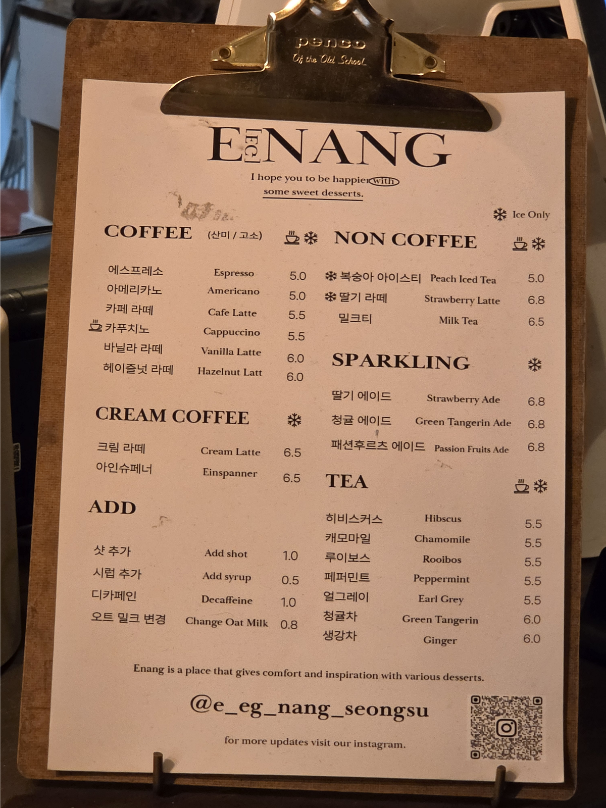 Menu board