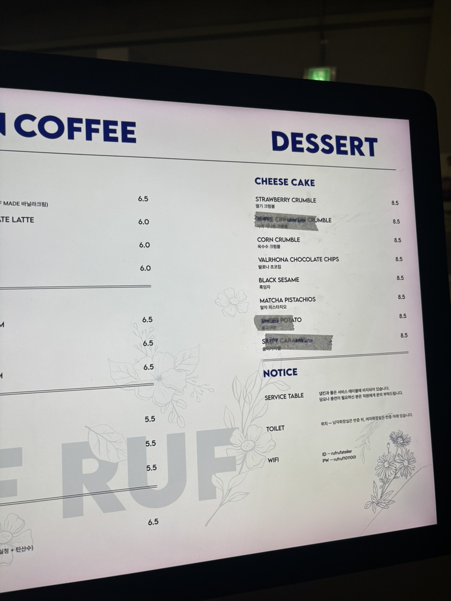 Menu board