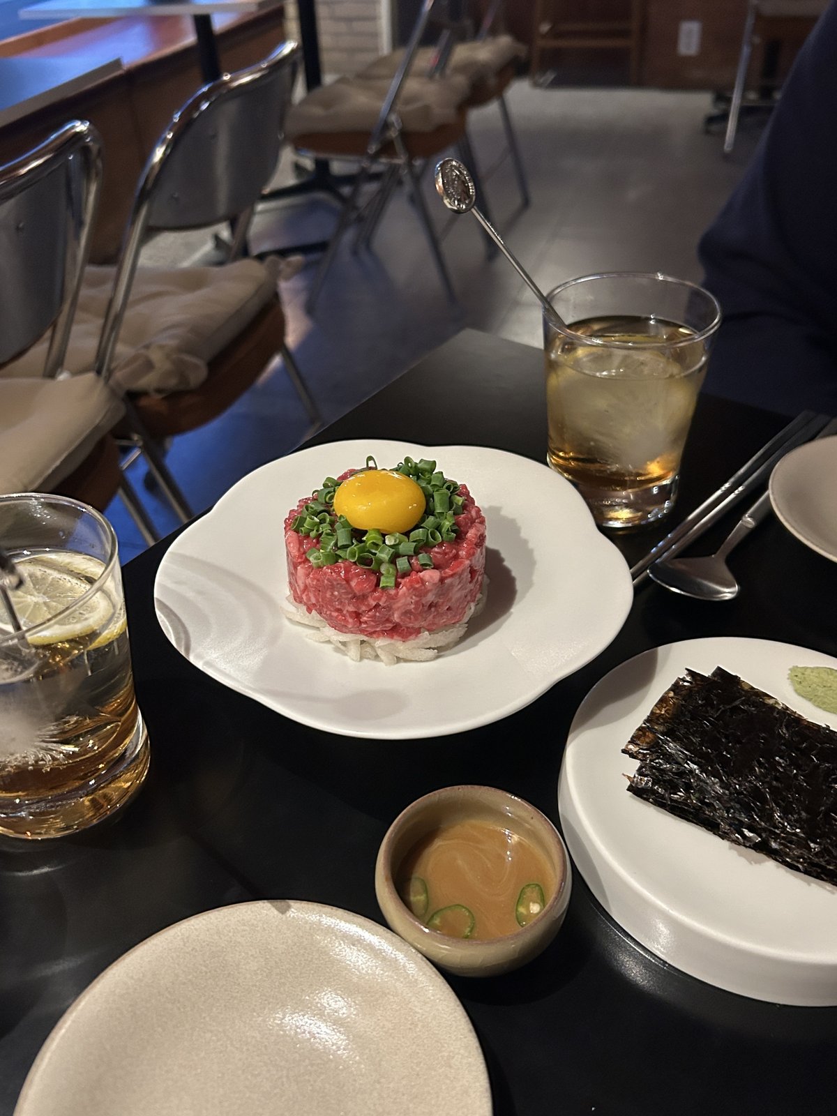 Raw beef sashimi