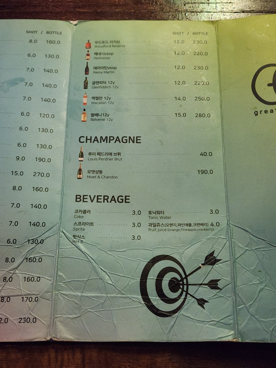 Menu board