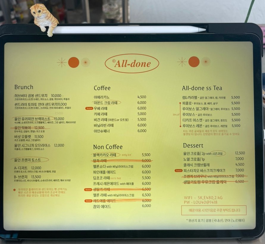 Menu board