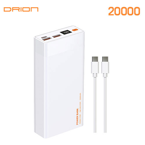 High-Speed C+USB 2-Port LCD Power Bank 20000mAh (With USB-C to USB-C 20cm Cable), image 1